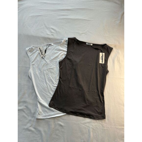 Women's Zeagoo Layering Shirt Set, White & Gray, Size Small, Sleeveless, NWT - Picture 1 of 4